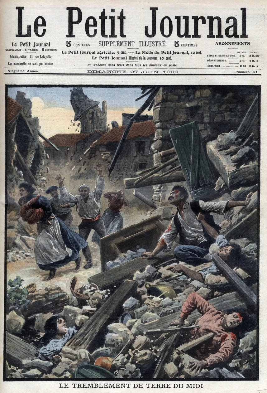Terremoto en Midi en el sureste de Francia - "Le Petit Journal" del 27 de junio de French School