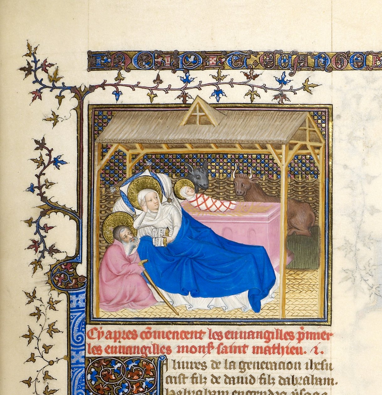 Miniatura con la Natividad de Cristo, c.1403-1404 (detalle de BL6425489) de French School