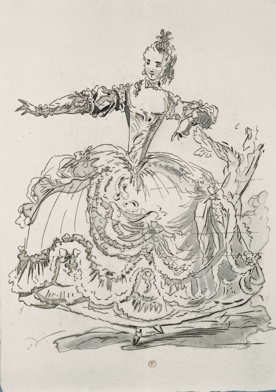 La Srta. Puvigne como La Estatua Viviente, en Pigmalión, un libreto de Lamotte, compuesto por Jean-Philippe Rameau (1683-1764) 1748 (grabado en color) de French School