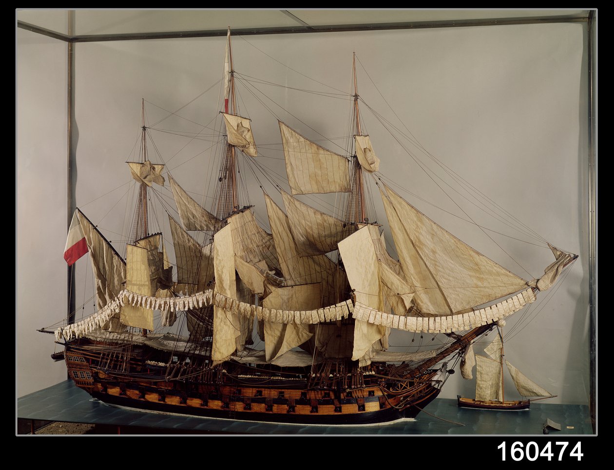 Modelo del barco LAchille, un barco de 74 cañones construido en Rochefort de French School