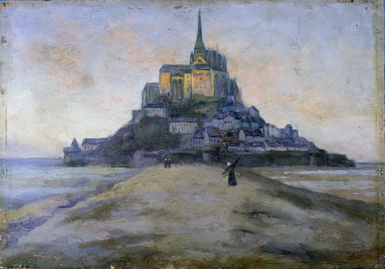 El Monte Saint-Michel y el pasaje - pintura anónima de French School