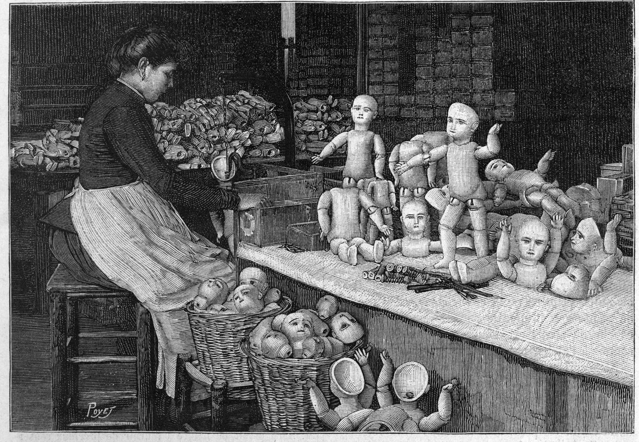 Fábrica de muñecas en Montreuil en 1888 de French School