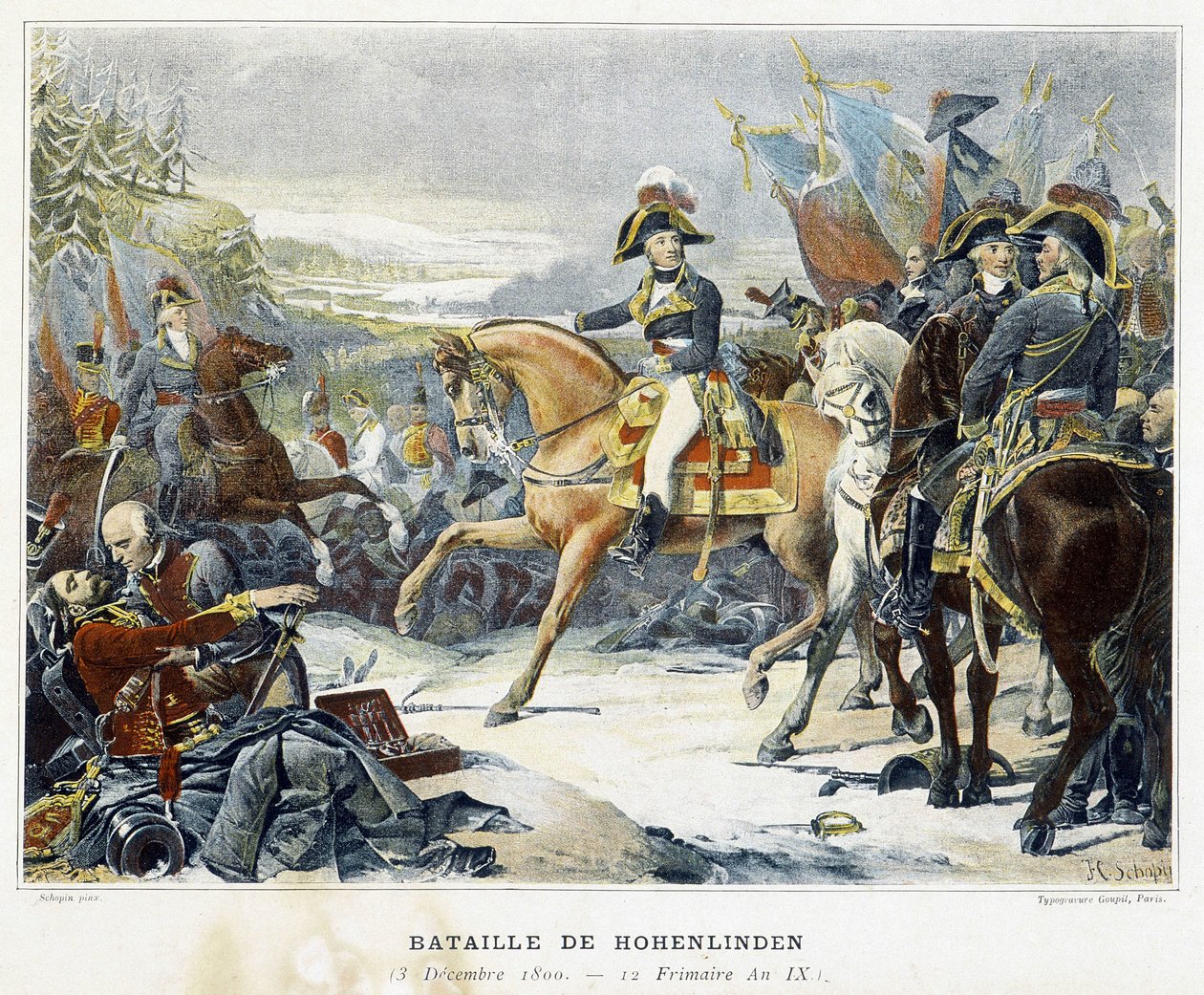 Victoria de Moreau sobre los austriacos comandados por el Archiduque Juan el 3 de diciembre de 1800 en la Batalla de Hohenlinden (Baviera - Alemania). de French School