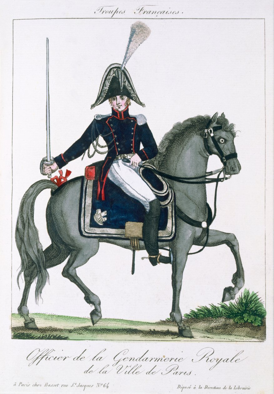 Oficial Montado de la Gendarmería Real de París, c.1790 de French School