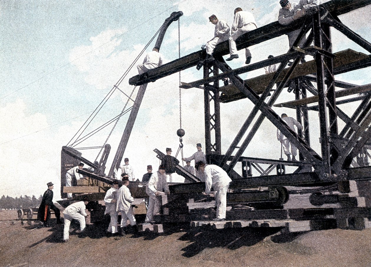 Montando un puente ferroviario - en "Military Album" - Genie de French School