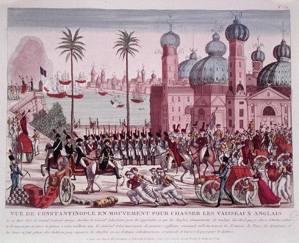 Movimiento de tropas para forzar a los barcos ingleses a salir de Constantinopla, 21 de marzo de 1807 de French School