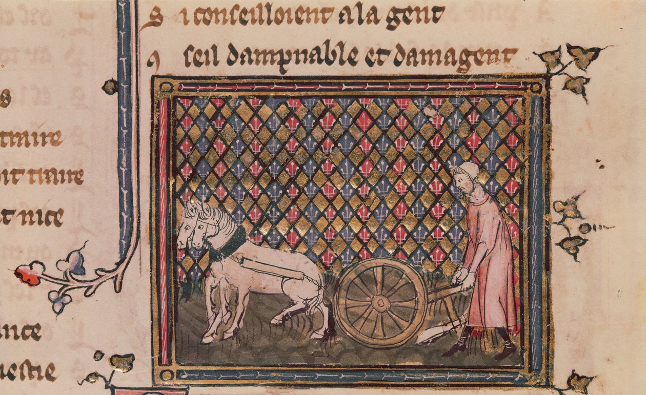 Ms.1044 f.21v El hombre obligado a trabajar para vivir, de Ovide Moralise escrito por Chretien Legouais de French School