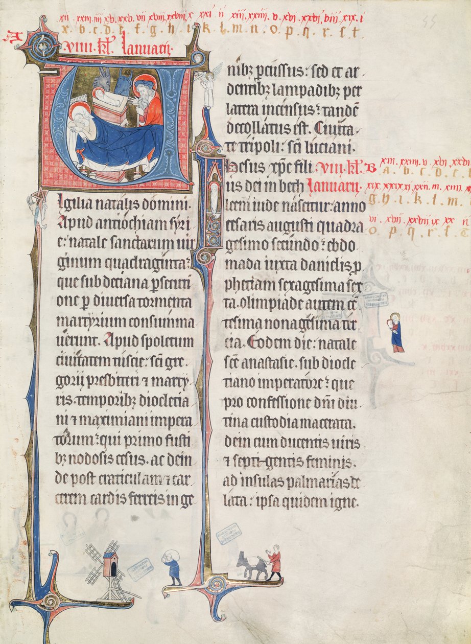 Ms.838 fol.55 Iniciales historiadas 