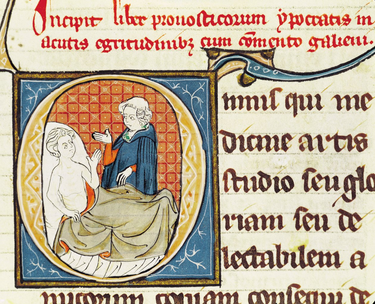 Ms 1003 fol.79 Un doctor diagnosticando a un paciente, de Oeuvres de Galien por Claudio Galeno (c.130-c.201) de French School