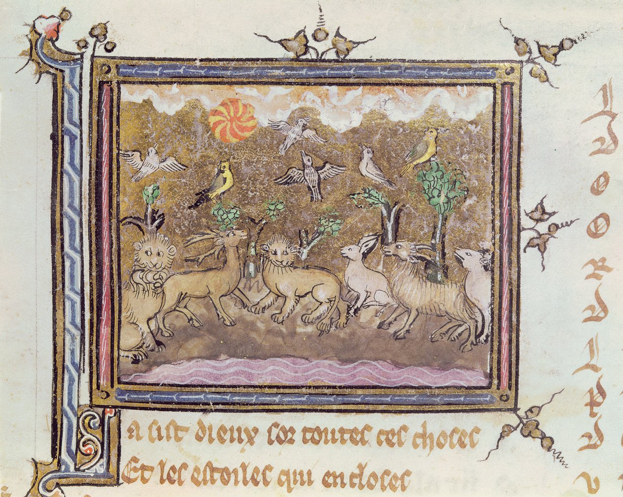 Ms 1044 fol.18 La Creación de los Animales, de Ovide Moralise escrito por Chretien Legouais de French School
