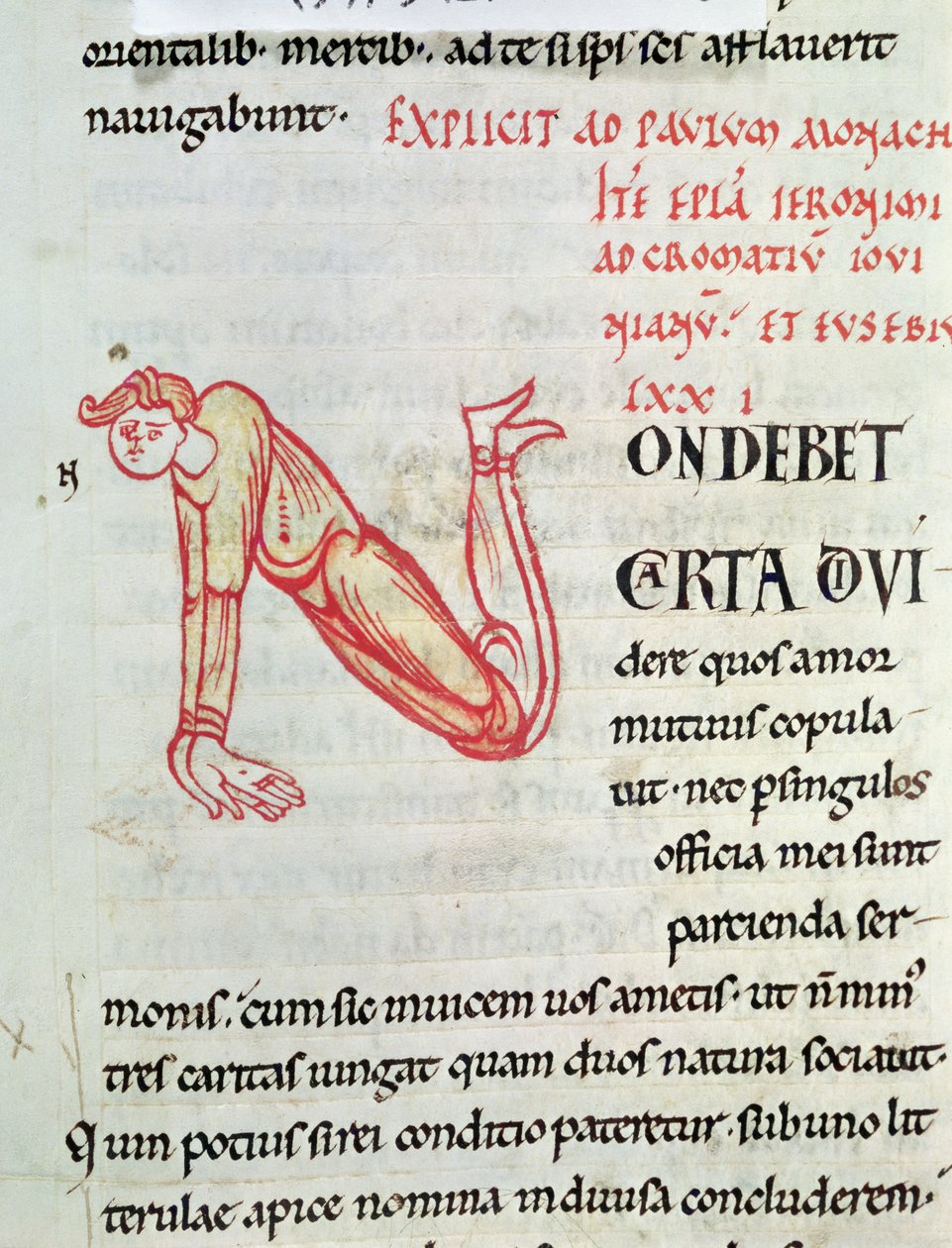 Ms 154 fol.137v Letra historiada N, de las cartas de San Jerónimo de French School