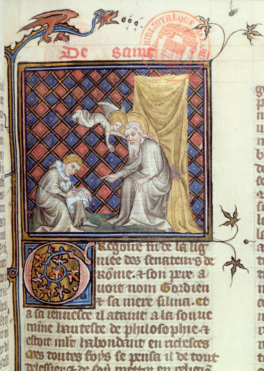 Ms 1729 San Gregorio, de Legenda Sanctorum Aurea por Jacobo de Vorágine, c.1370 de French School