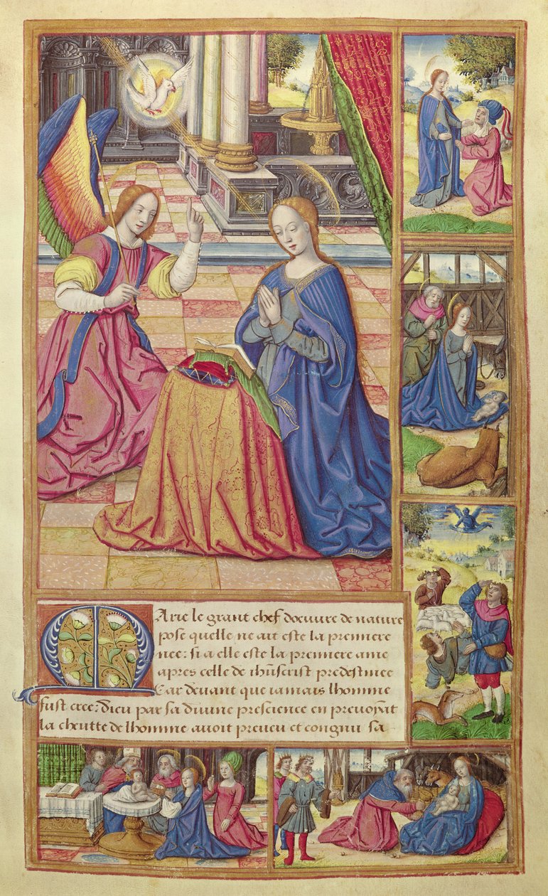 La Anunciación y la infancia de Cristo, de Vie des Femmes Celebres, c.1505 de French School