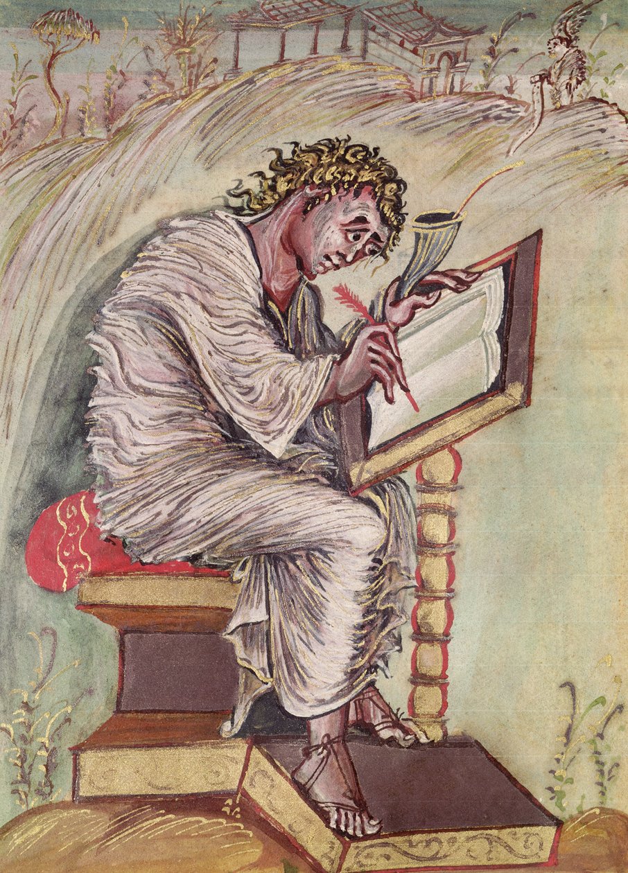 San Mateo, de los Evangelios de Ebbo, c.816-835 de French School