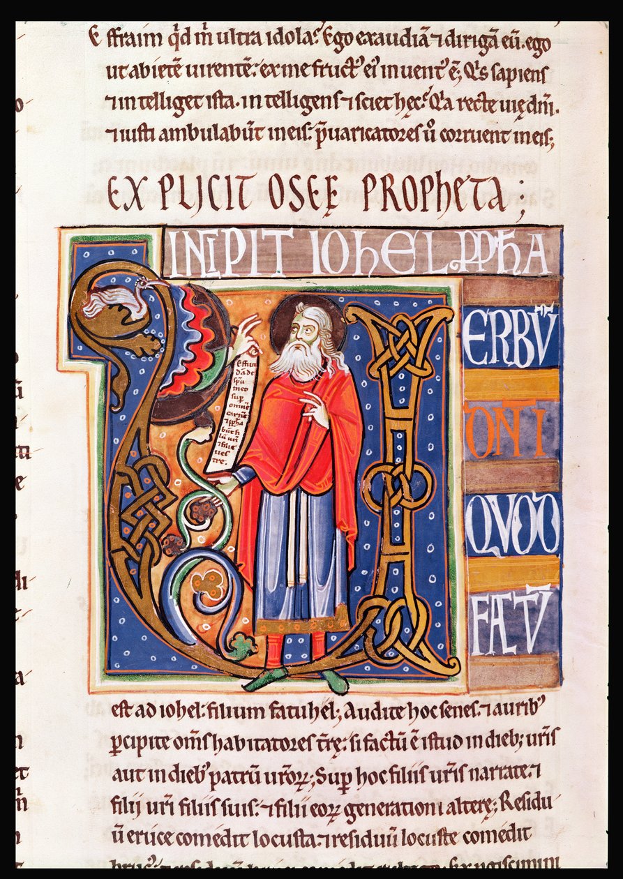 Ms 1 fol.193v Inicial historiada U que representa a Joel, de la Biblia de Souvigny de French School