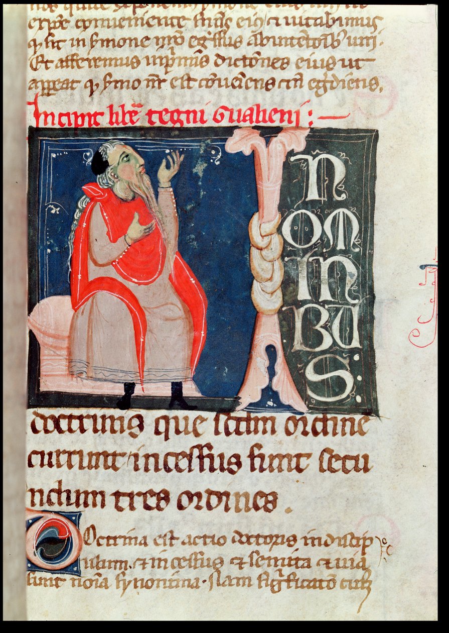 Ms. 2046 fol. 261 Un científico, ilustración al comienzo de Comentarios de Aliben Rhodonan sobre Ars Parva de Galeno de French School