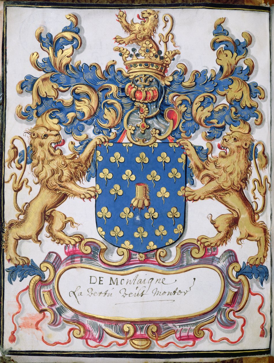 Ms 2151, fol.lv Escudo de armas de Michel Eyquem de Montaigne (1533-92) de French School