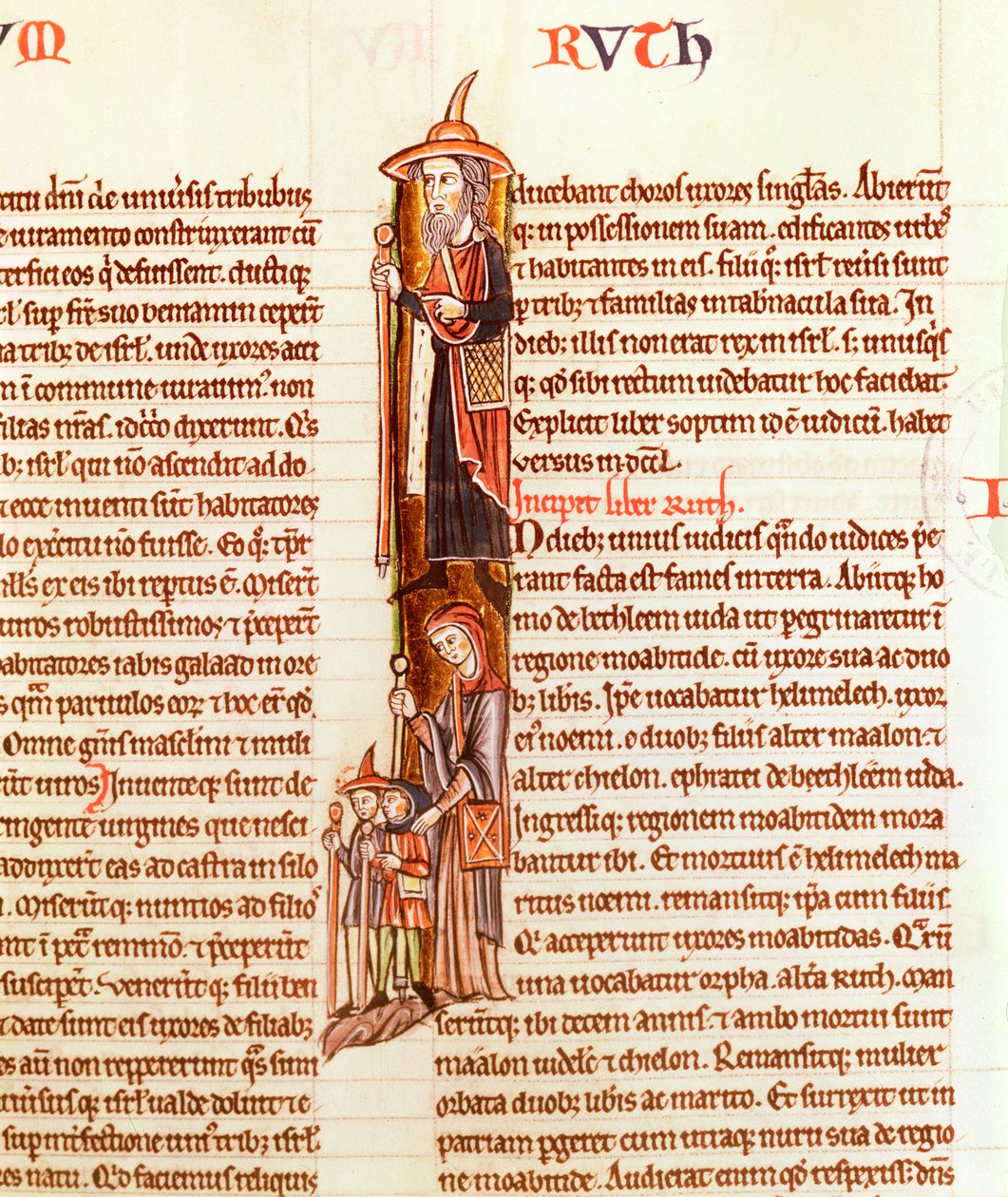 Ms 21 fol.97 Rut y Booz, de una Biblia de French School