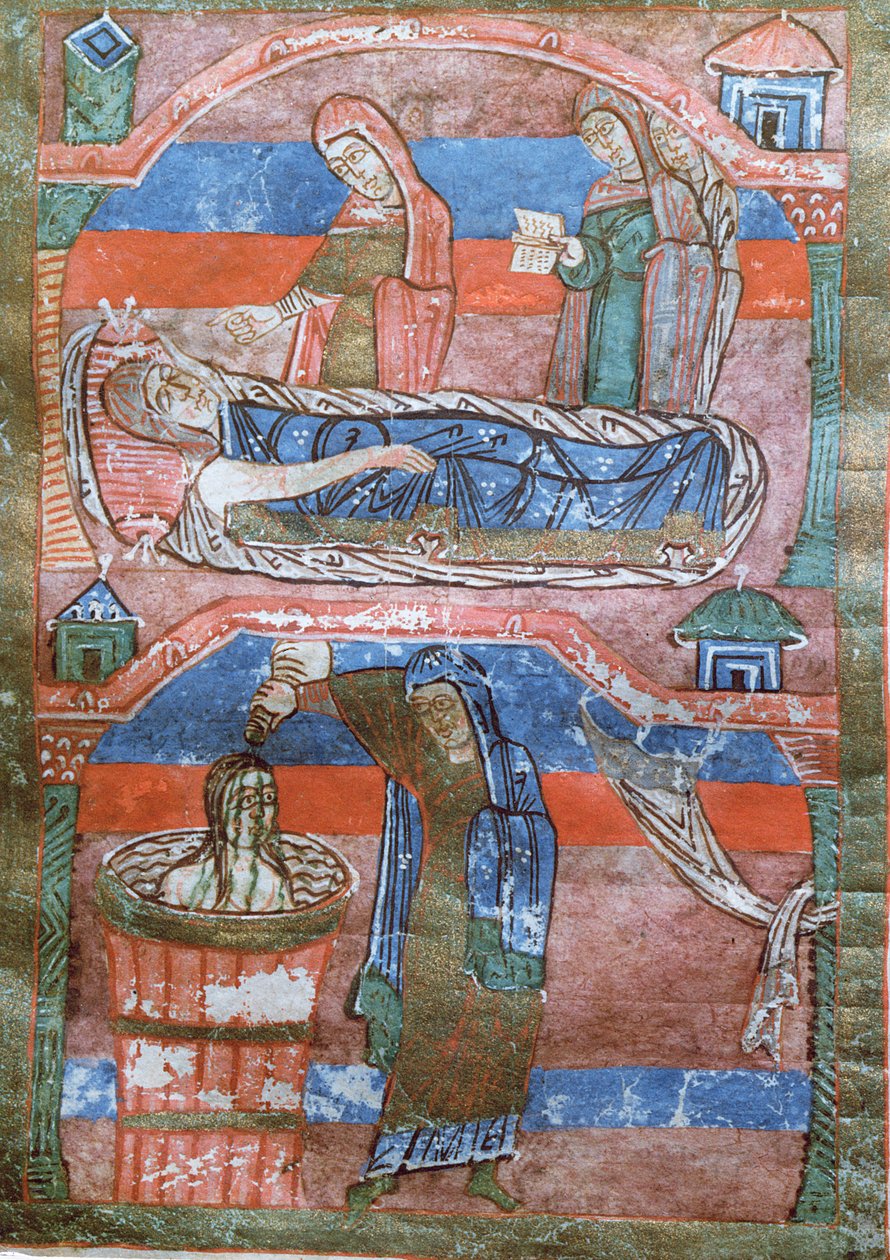 Ms 250 Mujer hidrópica curada por los baños de Santa Radegunda, de La vida de Santa Radegunda de French School