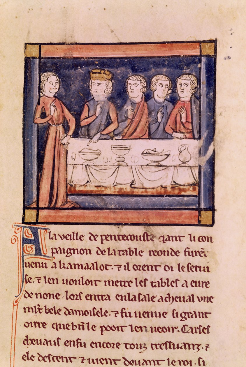 En la víspera de Pentecostés..., del Livre de Messire Lancelot du Lac de French School