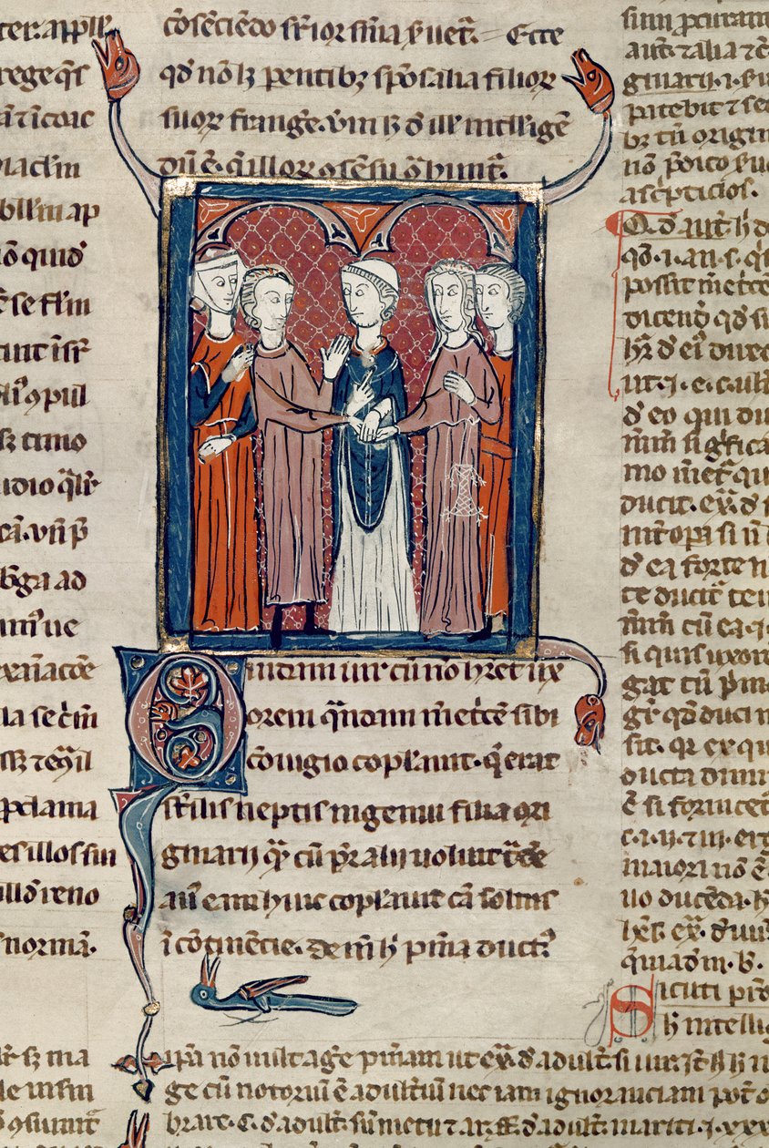 Ms 372 fol.168 Una escena de matrimonio, de Decrets de Gratien de French School