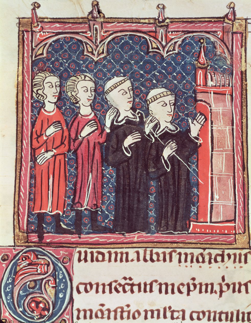 Ms 372 fol.47v La fundación de un monasterio, de Decrets de Gratien de French School