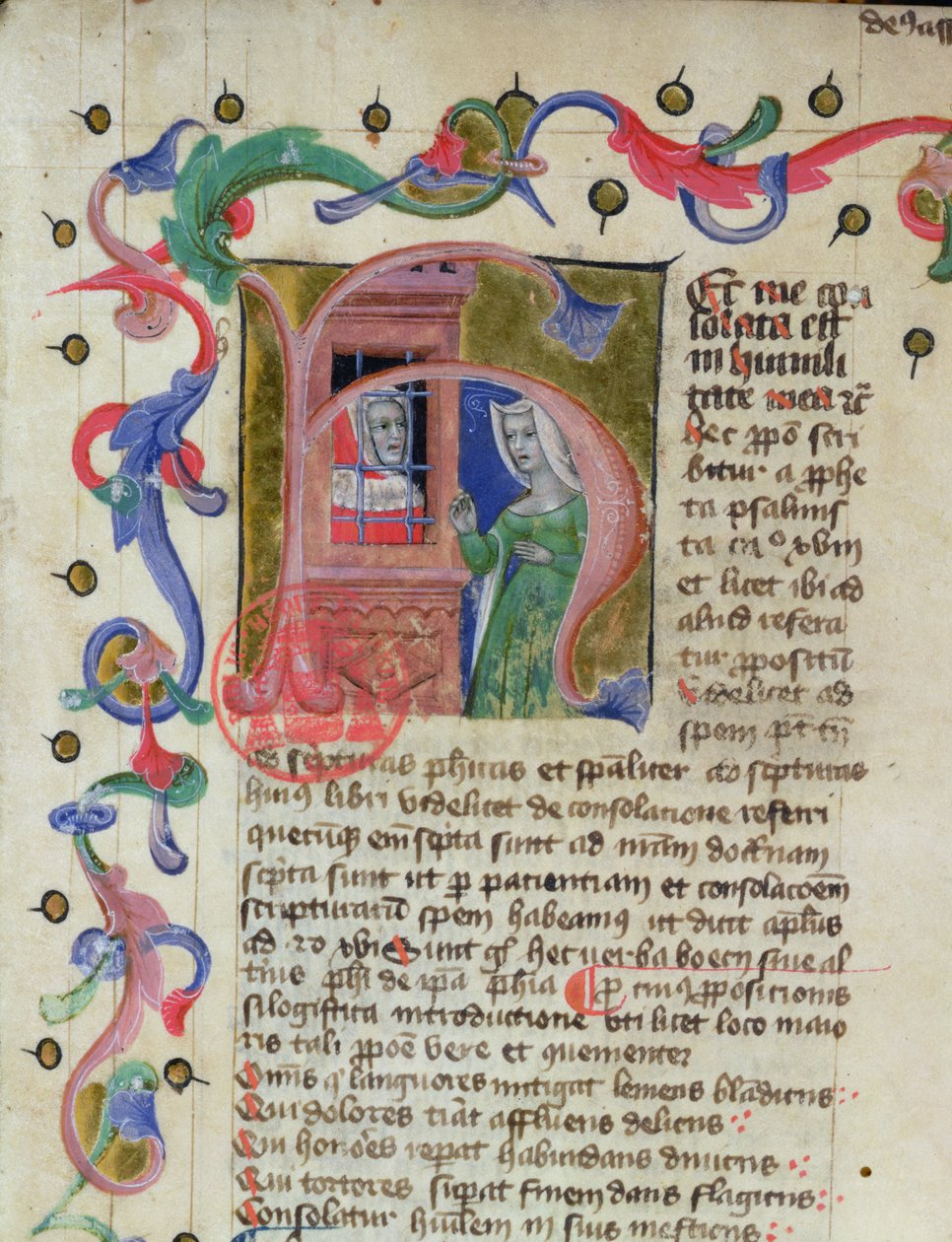 Miniatura del filósofo Boecio (c.480-524) en prisión de French School