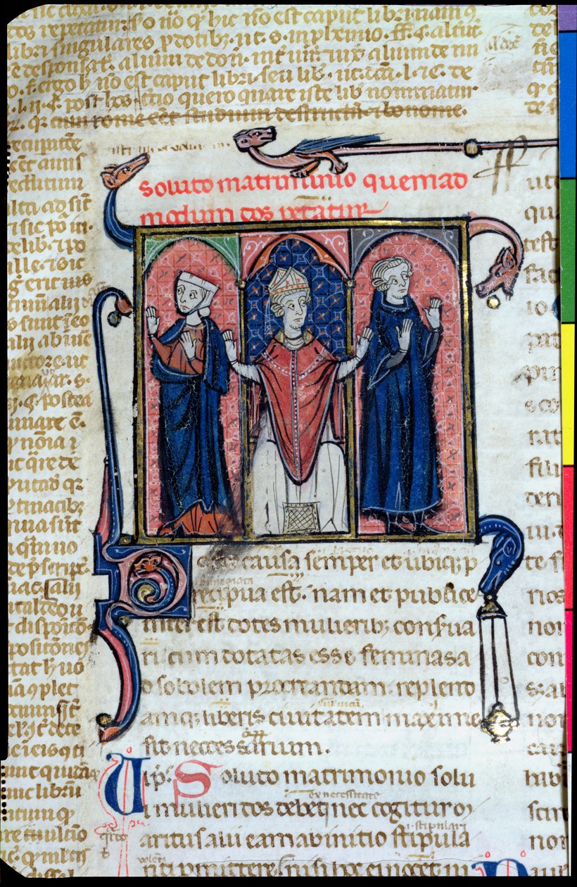 Ms 394, Ilustración de Digeste que representa la disolución de un matrimonio por un obispo de French School