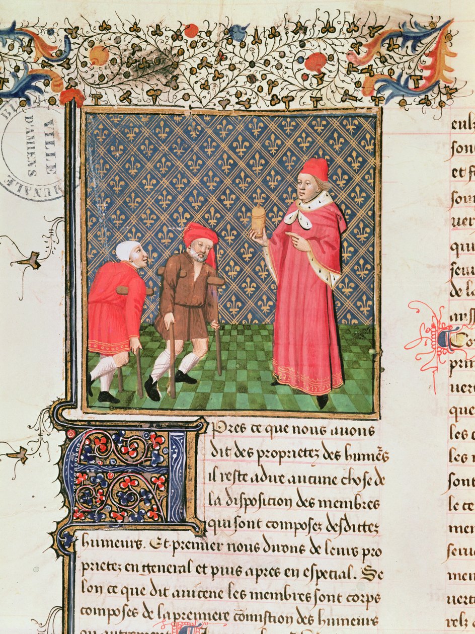 Ms 399 fol.35v Mendigos, del Livre des Proprietes des Choses de Barthelemy l