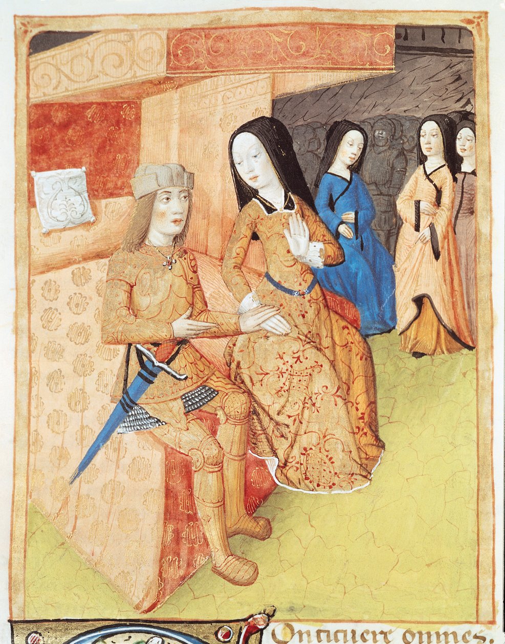Ms 493 f.74v Eneas y Dido, de las obras de Virgilio (70-19 a.C.) 1469 de French School