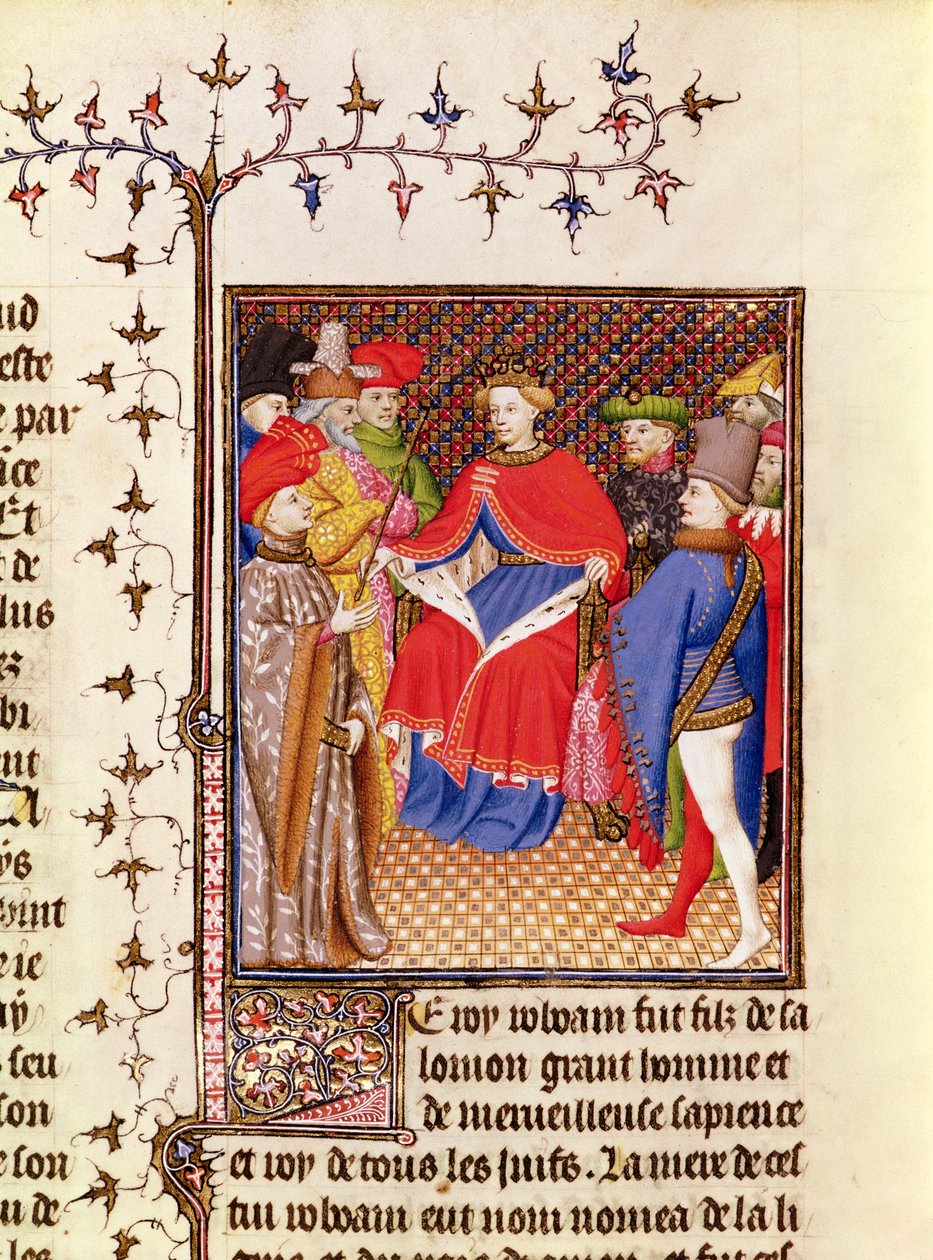 Ms 5193 Fol.52r Rosane responde a los enviados del pueblo, de la edición Jean Sans Peur de De Casibus virorum illustrarium por Giovanni Boccaccio (1313-75) c.1410 de French School