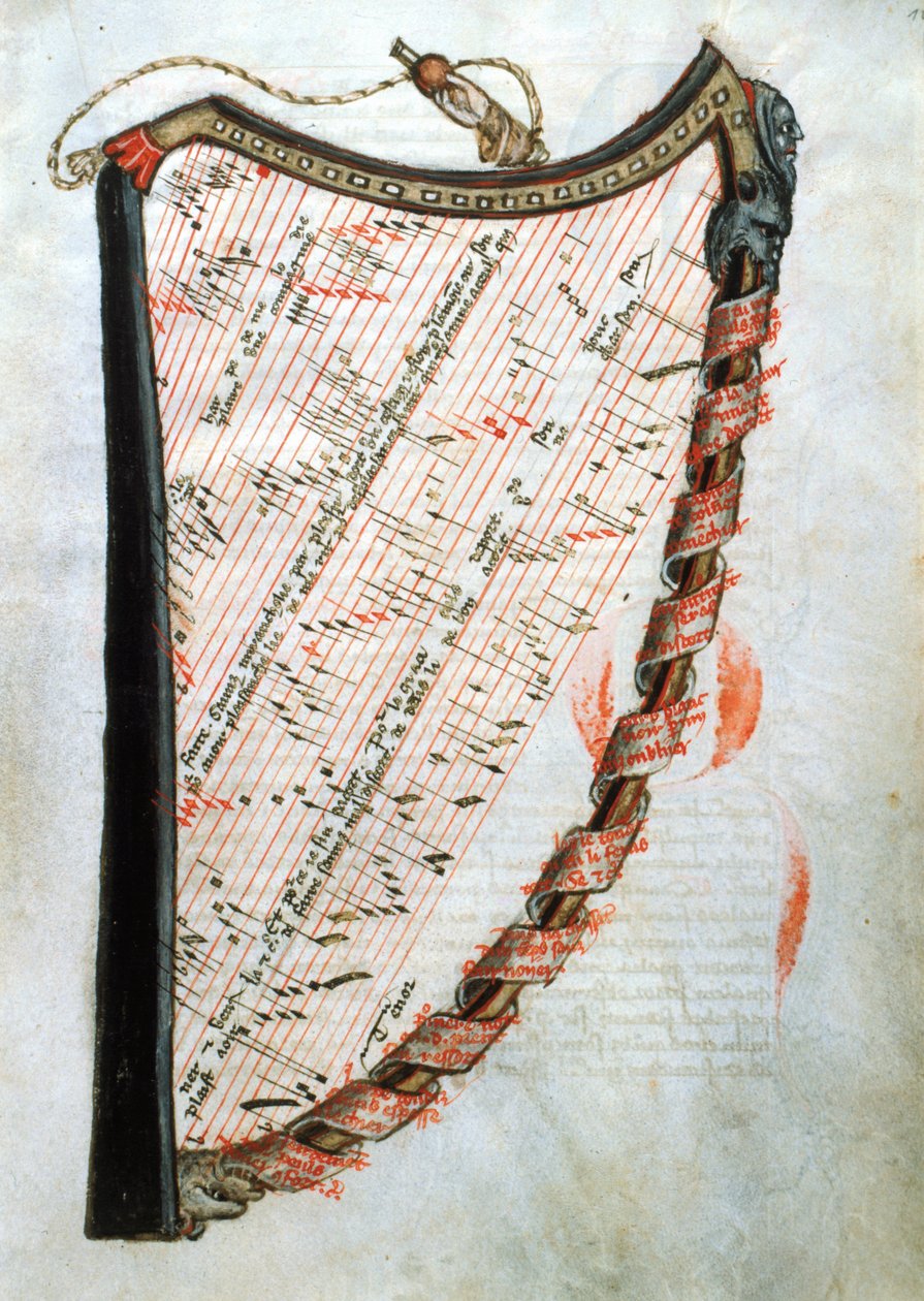 Ms 54.1 Arpa, de la Colección de Tratados Musicales Medievales, 1470 de French School