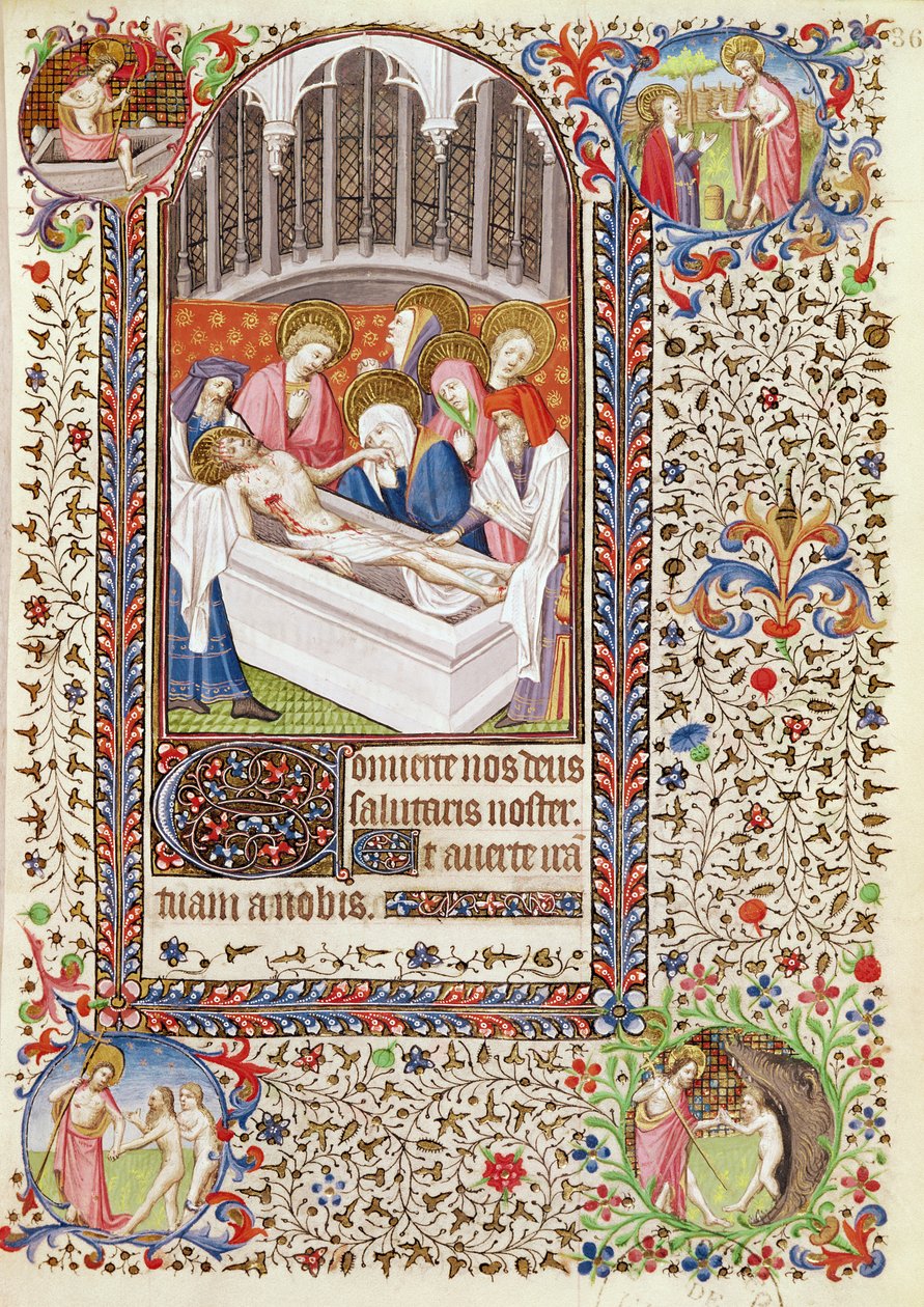 Ms 547 fol.36 Entierro de Cristo, de un Libro de Horas usado por una mujer de Poitiers de French School