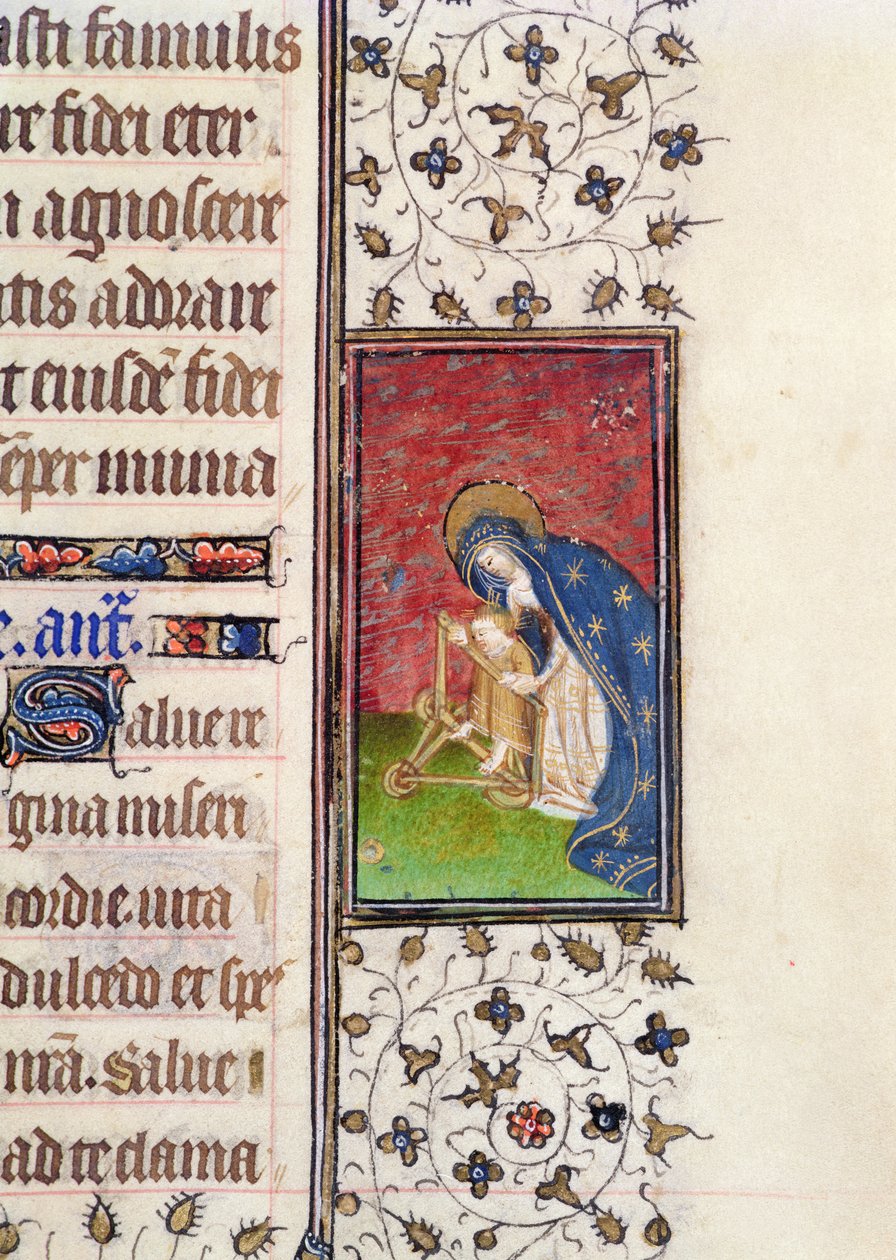 Ms 62, f.205r: Virgen y Niño, (detalle) de un Libro de Horas francés, c.1445-50 de French School