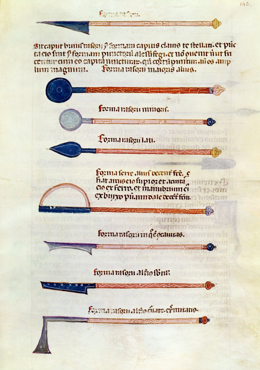 Ms 89 Ter fol.115 Instrumentos quirúrgicos de un tratado por Abul Qasim Kalaf ibn al-Abbas al Zahrawi (Albucasis) de French School