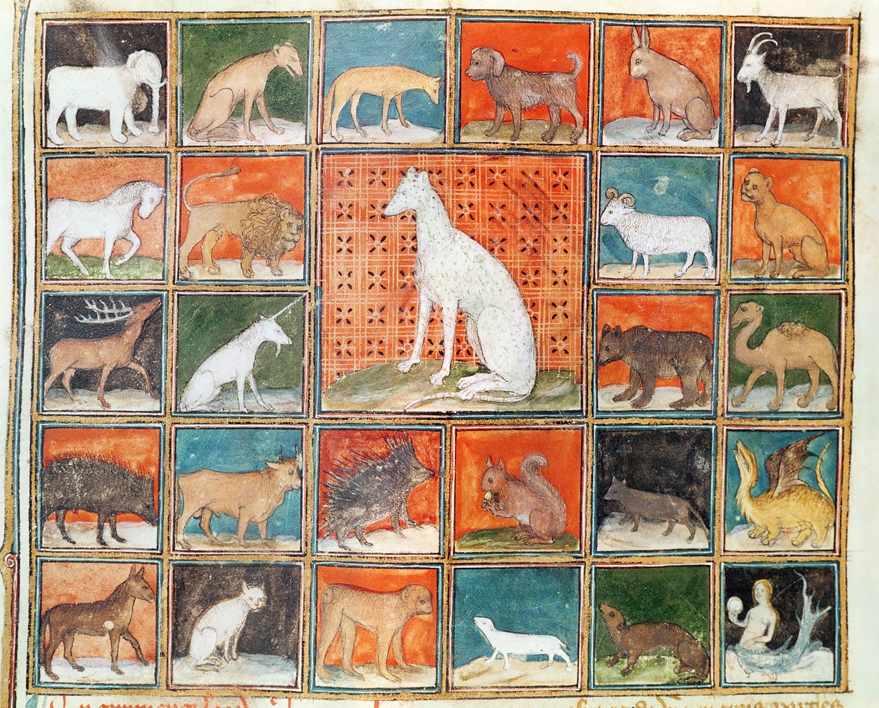 Las propiedades de las bestias: los mamíferos, de Le Livre des Proprietes des Choses por Jean Cordichon de French School