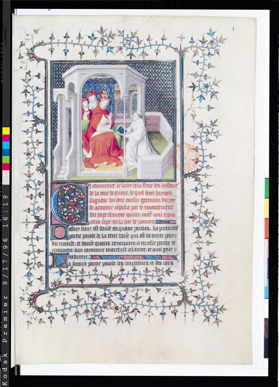 Hayton presenta su obra al Papa Clemente V, de la Fleur des histoires de la terre d