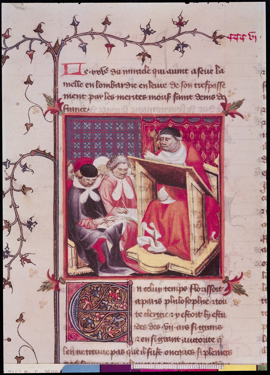 Un profesor en la Universidad de París, de las Grandes Crónicas de Francia, c.1400 de French School