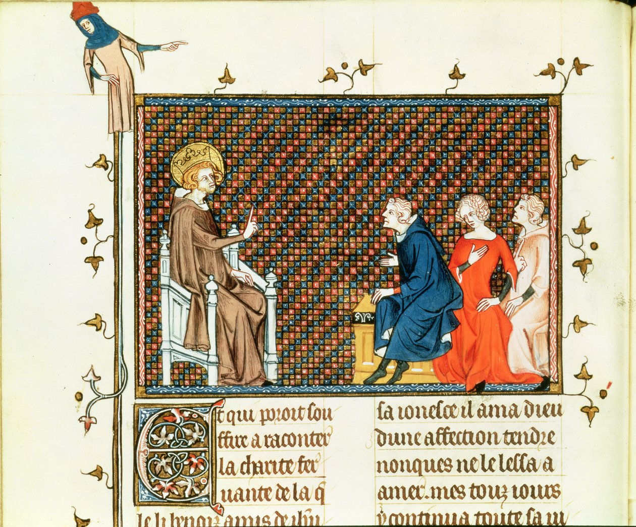 San Luis enseñando a sus hijos, de Vida y Milagros de San Luis, c.1330-40 de French School
