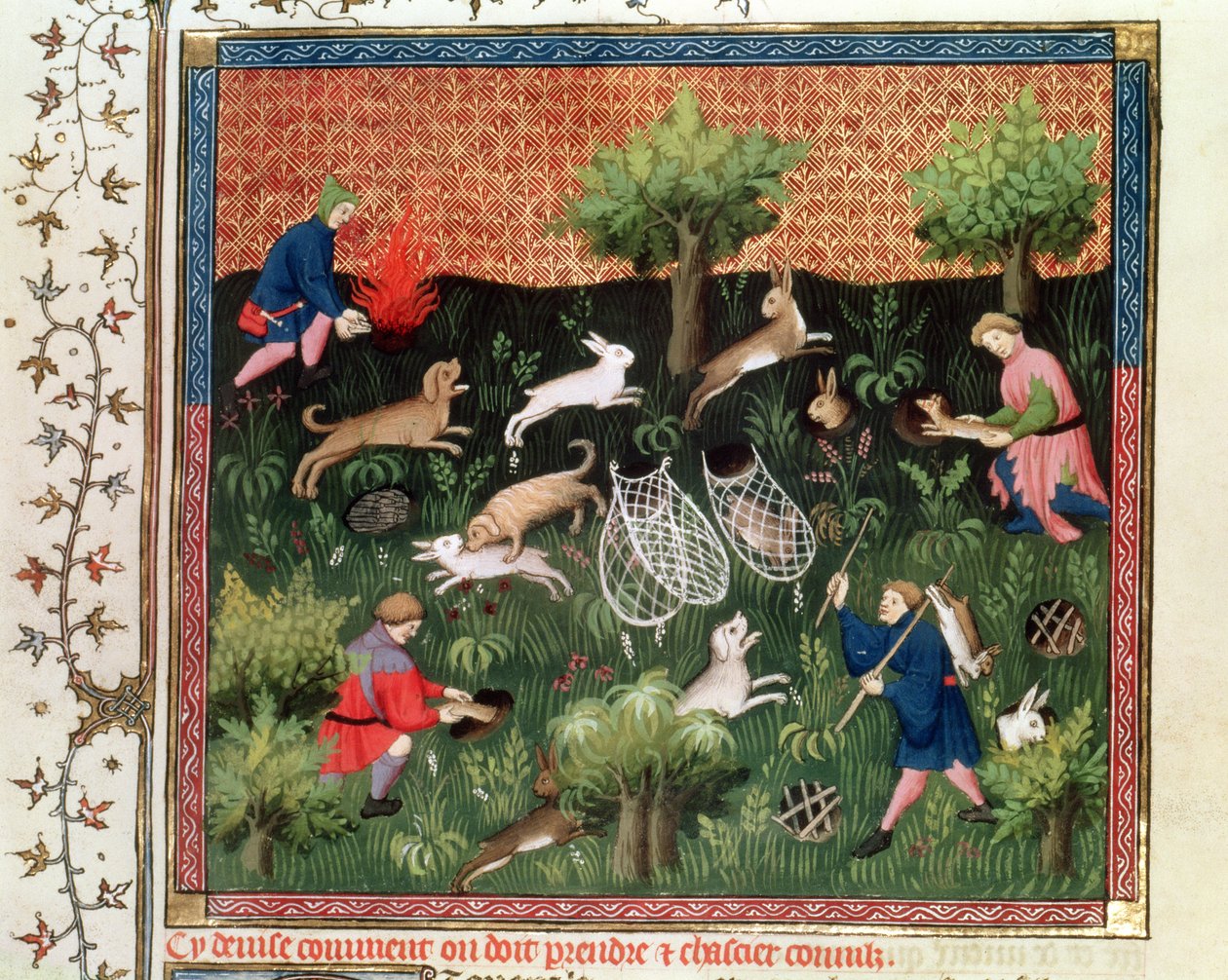 Caza de liebres, del Livre de la Chasse por Gaston Phébus de Foix (1331-91), finales del siglo XV de French School