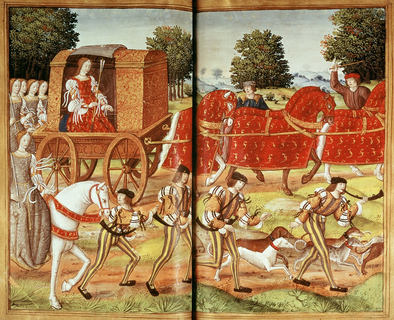 Una caza, ilustración de las Epístolas de Ovidio de French School