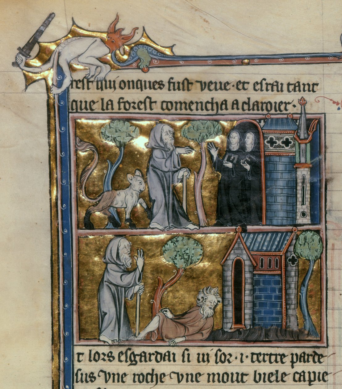 Ms Fr 95 f.4v Ermitaño y bestia, de l