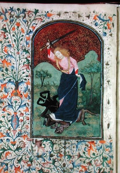 Ms Gen 288 f.84v Lucha con una bestia, c.1460 (vitela) de French School