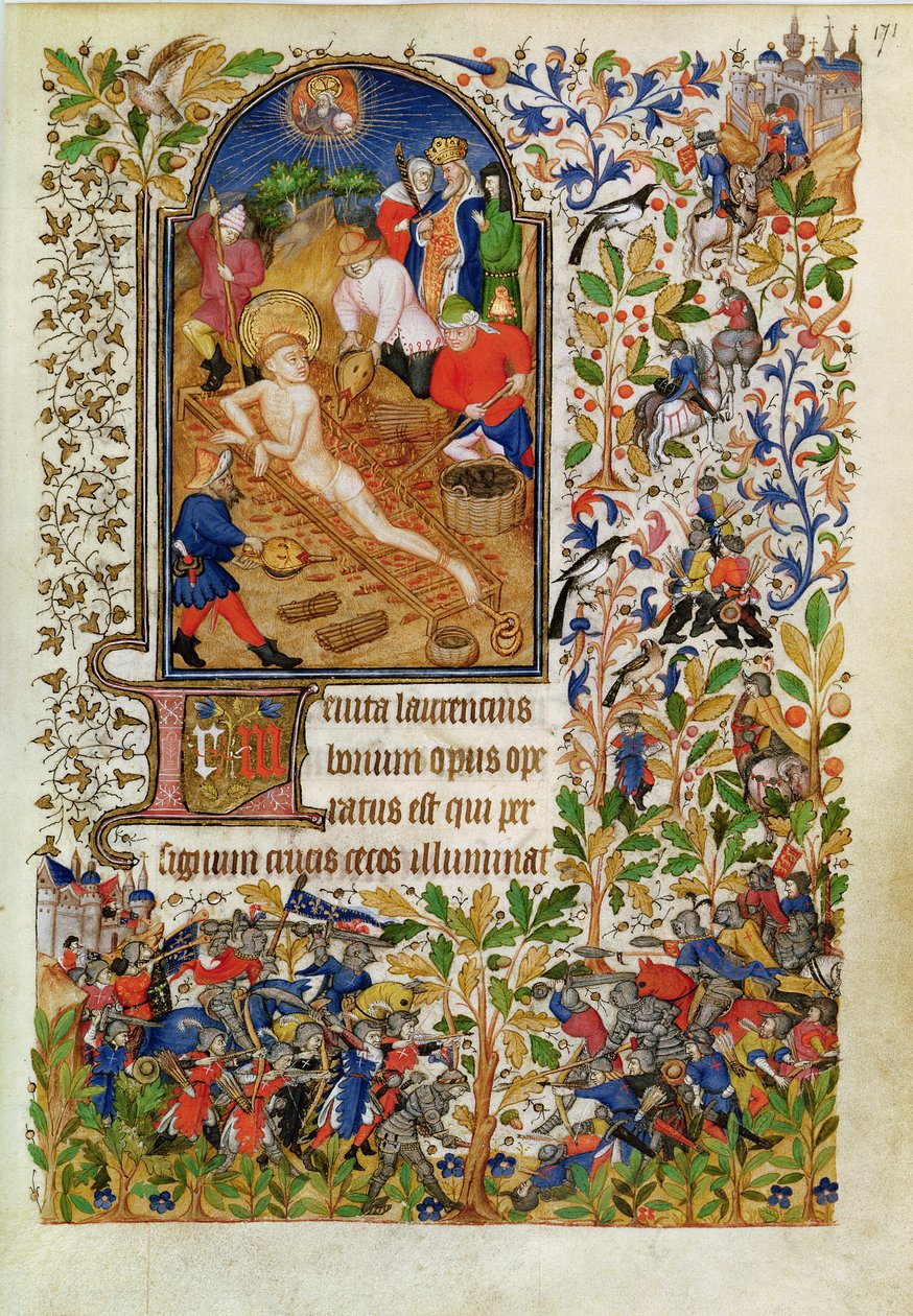 El Martirio de San Lorenzo, de las Horas de Marguerite d