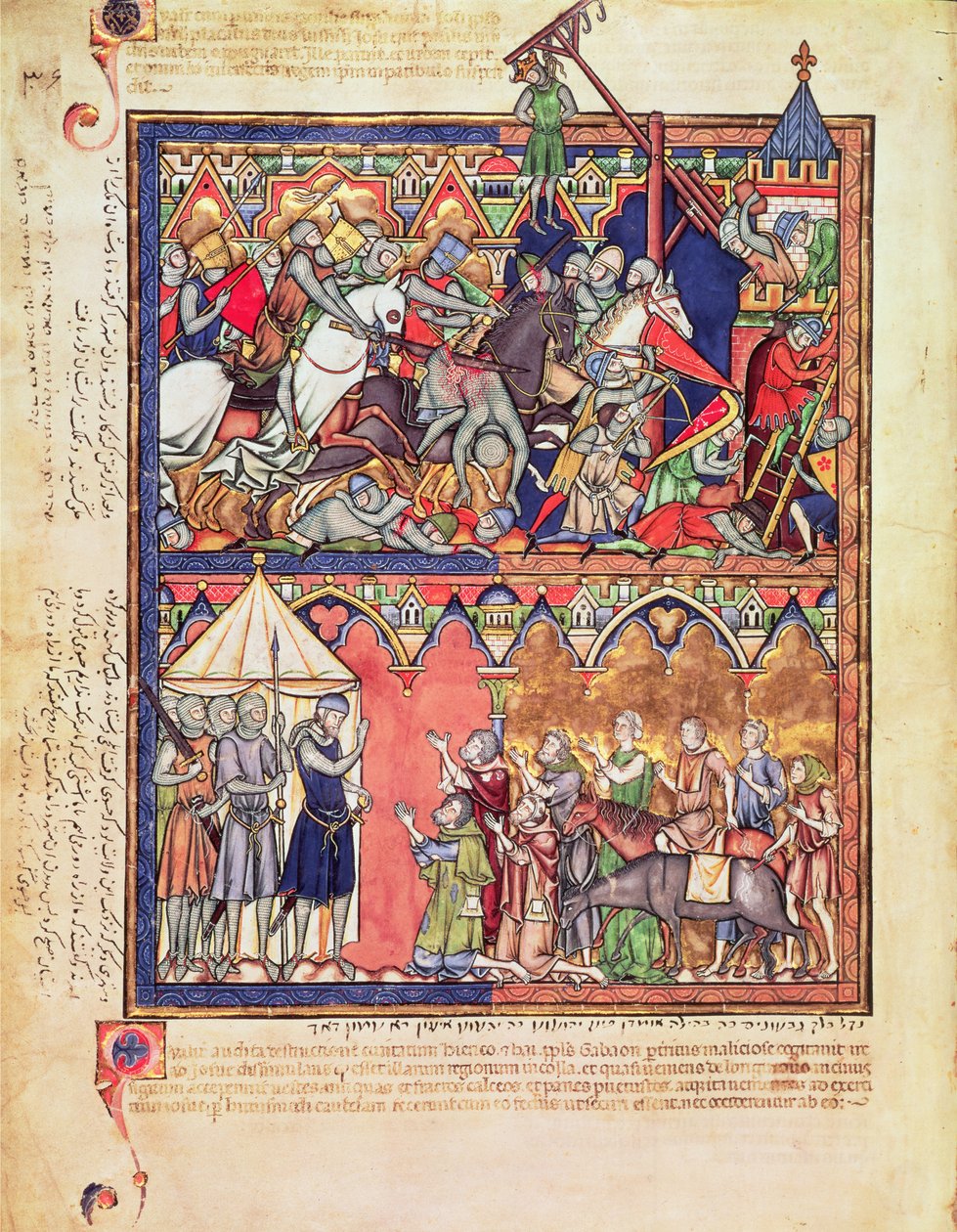 Ms M 638 f.10v Josué, de la Biblia de Imágenes Morgan, c.1244-54 de French School