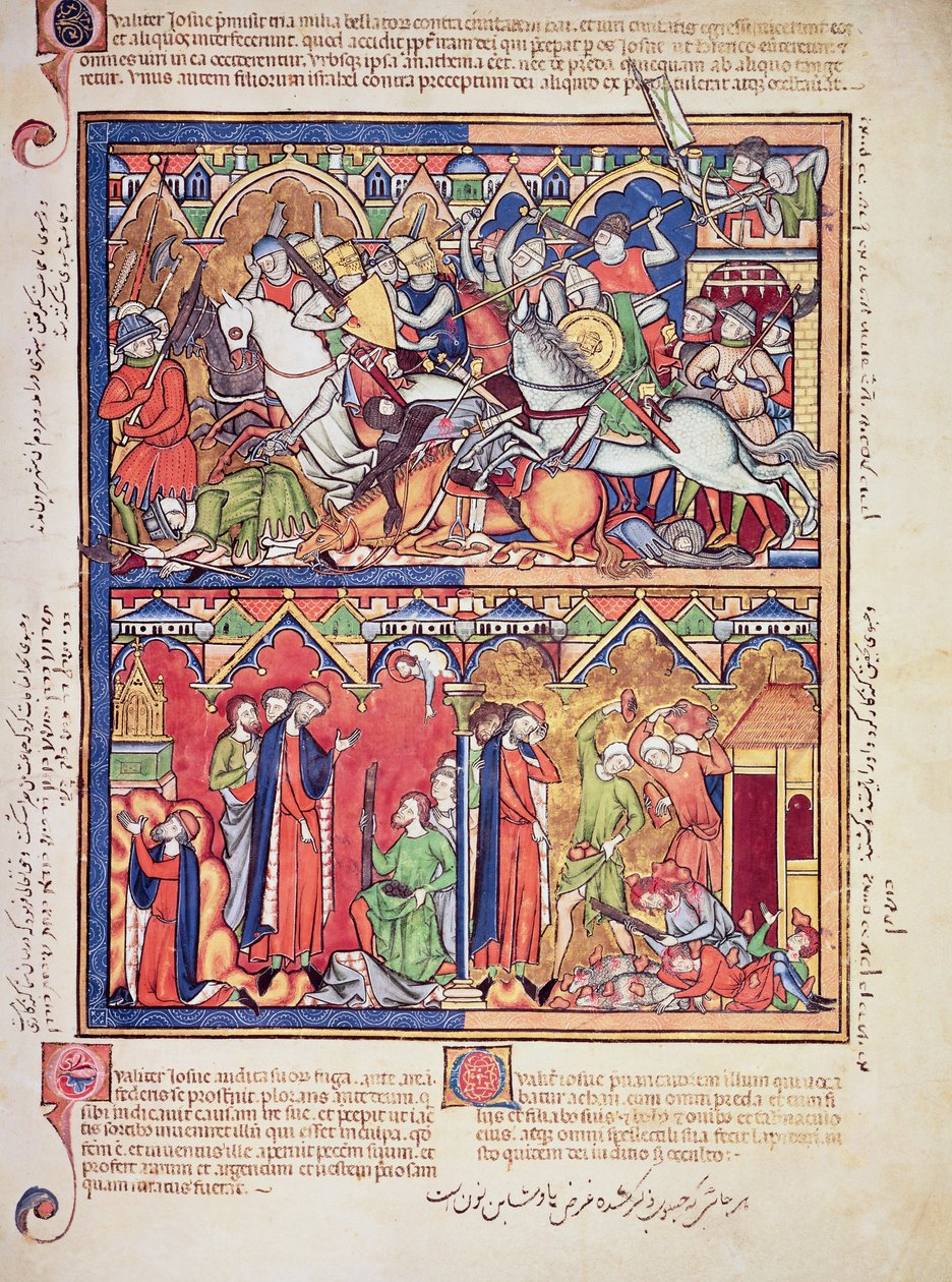 Ms M 638 fol.10r Josué, de la Biblia de Imágenes Morgan, c.1244-54 de French School