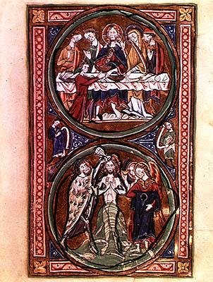 El banquete de bodas en Caná y el bautismo de Cristo (detalle) de French School
