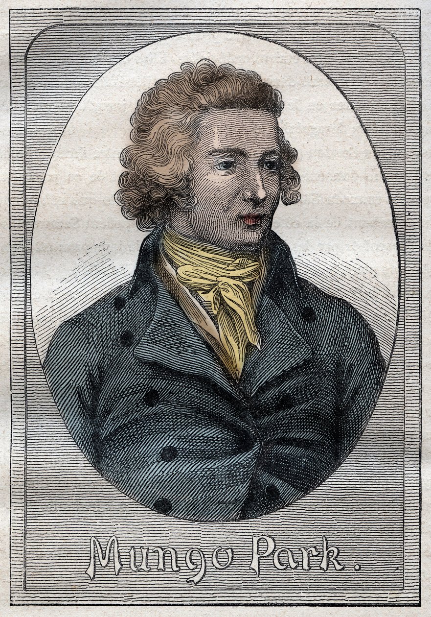 Mungo Park, explorador escocés - Retrato de Mungo Park (1771-1806), explorador escocés - ilustración de 