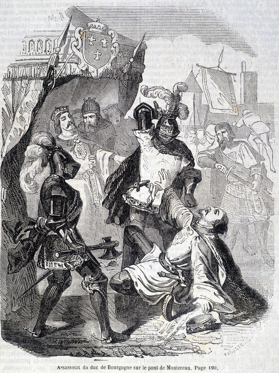 Asesinato del Duque de Borgoña (Juan sin miedo) en el puente de Montereau en 1419 - en 