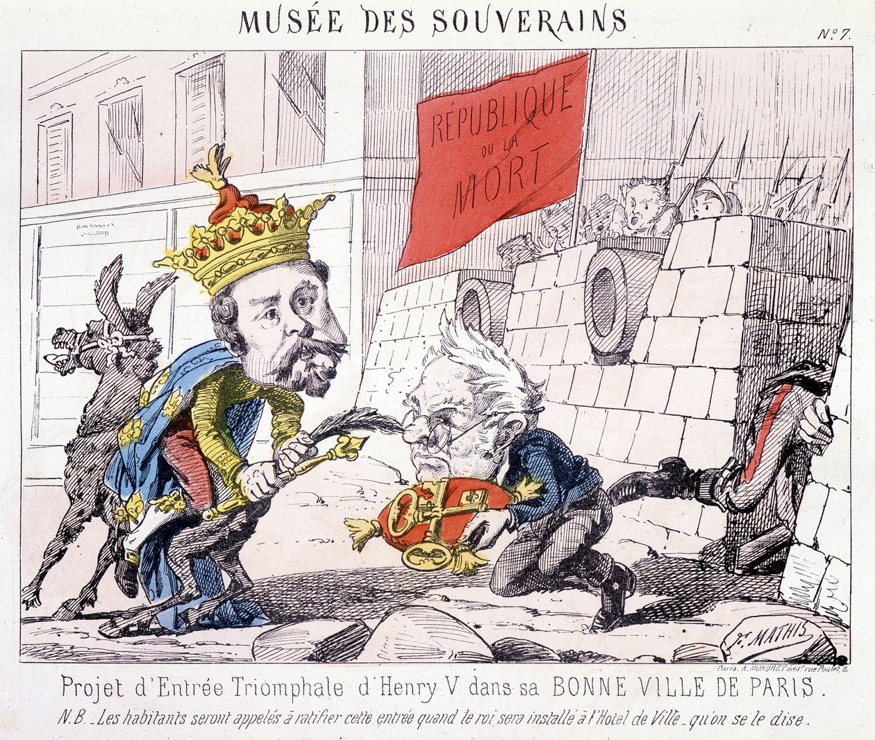Museo de los Soberanos - Proyecto para la entrada triunfal de Enrique V a su buena ciudad de París (Thiers le entrega las llaves de París defendido por ciudadanos que enarbolan una bandera con la inscripción 